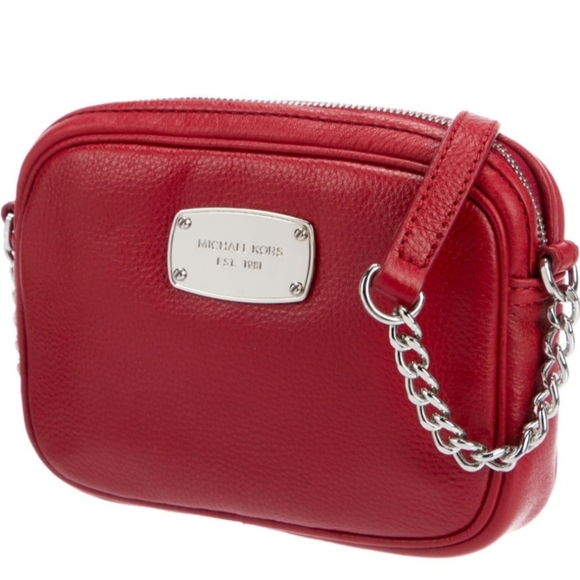 Michael Kors Red Crossbody Bag with Silver Chain - Picture 2 of 6